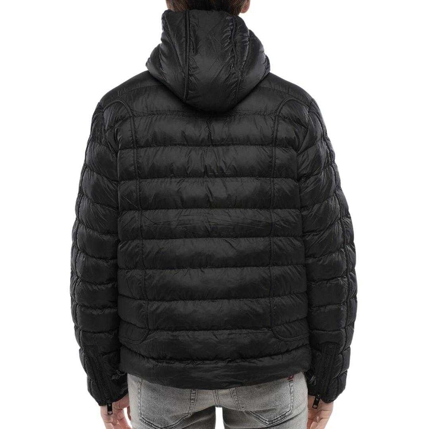 Black - Back - Diesel Mens Plain Hooded Jacket
