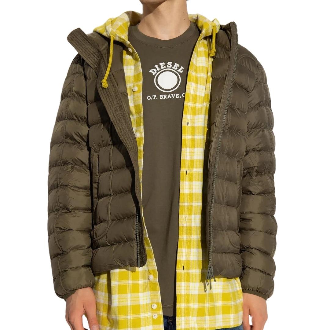 Khaki Green - Lifestyle - Diesel Mens Plain Hooded Jacket