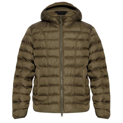 Khaki Green - Close up - Diesel Mens Plain Hooded Jacket