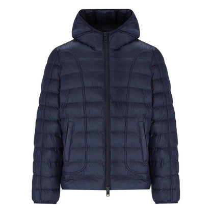 Navy Blue - Front - Diesel Mens Plain Hooded Jacket