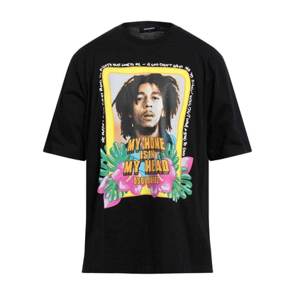Black - Front - DSquared2 Unisex Adult My Home Is In My Head Bob Marley T-Shirt