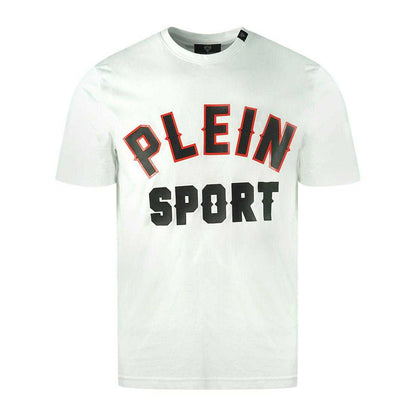 White - Front - Plein Sport Mens Block Logo T-Shirt