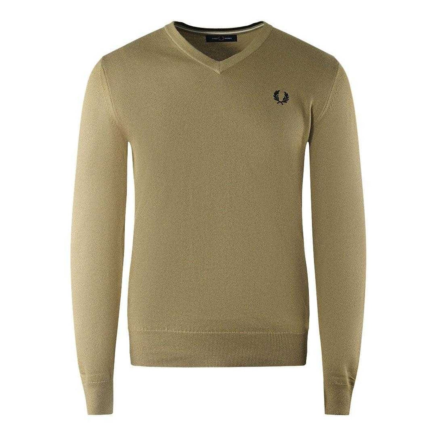 Light Brown - Front - Fred Perry Mens Classic V Neck Jumper