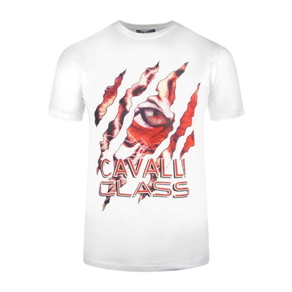 White - Front - Cavalli Class Unisex Adult Peeking Tiger T-Shirt