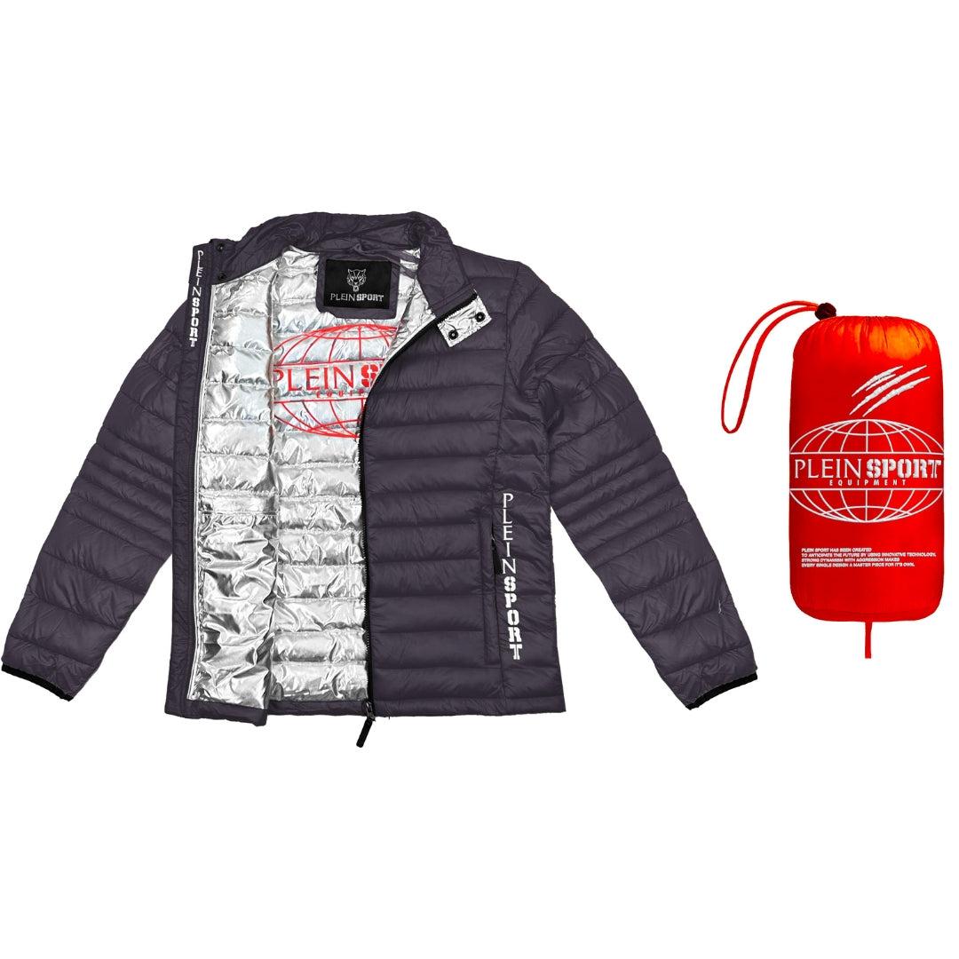 Grey - Side - Plein Sport Mens Plain Padded Jacket