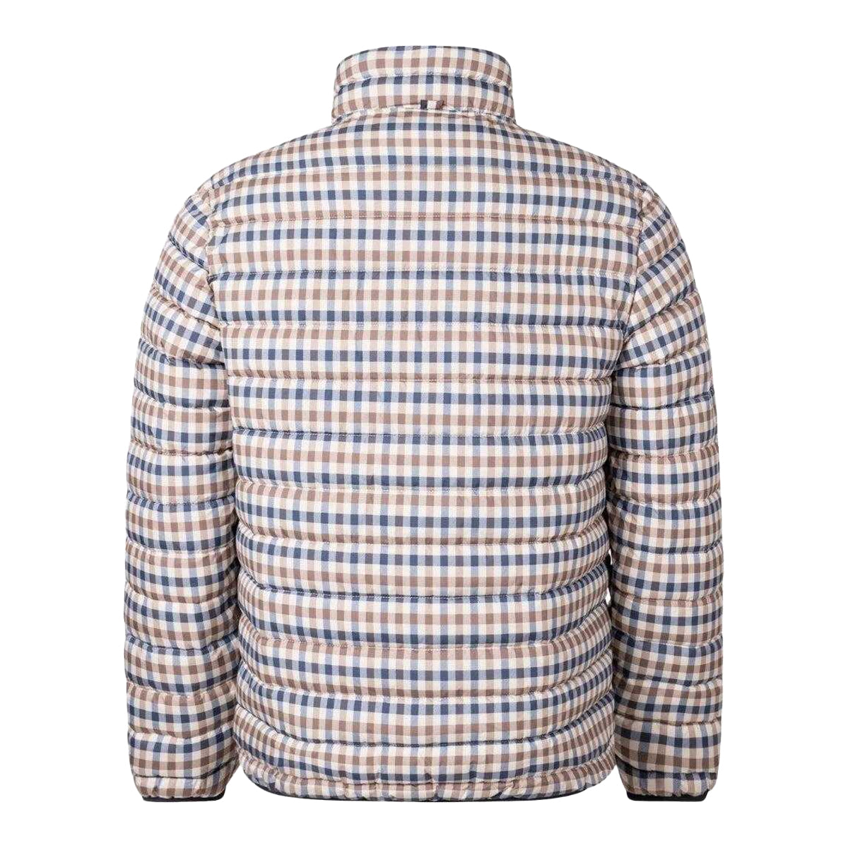 Beige - Back - Aquascutum Mens Checked Mock Neck Active Padded Jacket