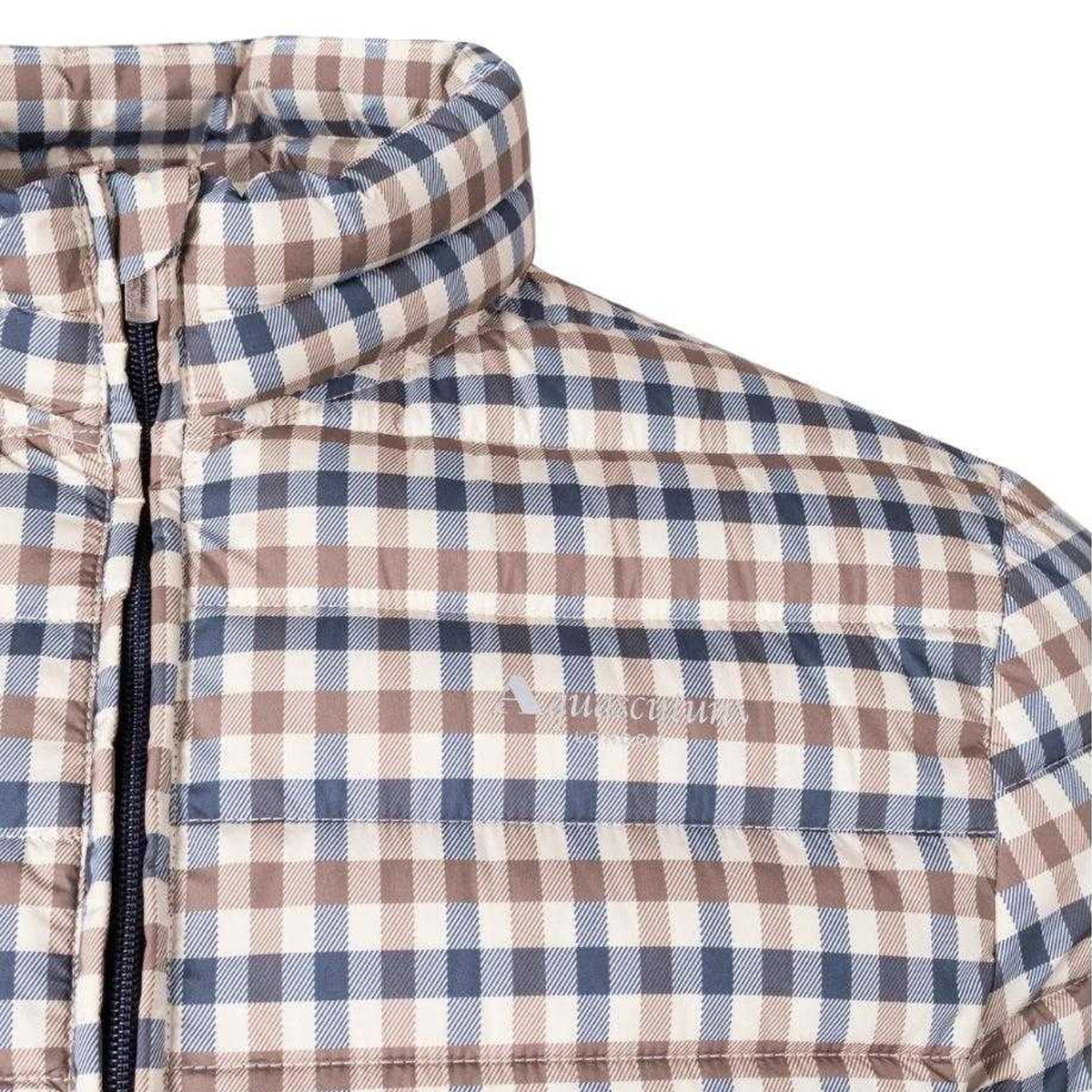 Beige - Side - Aquascutum Mens Checked Mock Neck Active Padded Jacket