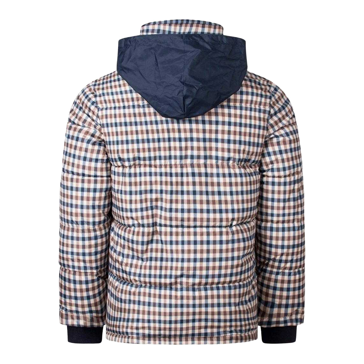 Beige - Side - Aquascutum Mens Checked Active Puffer Jacket