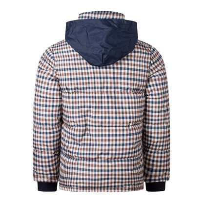 Beige - Side - Aquascutum Mens Checked Active Puffer Jacket