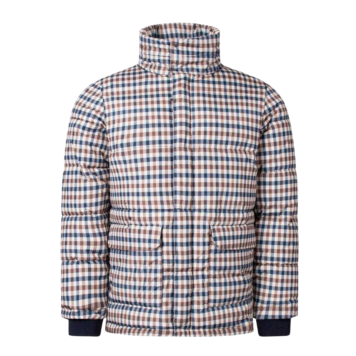 Beige - Front - Aquascutum Mens Checked Active Puffer Jacket