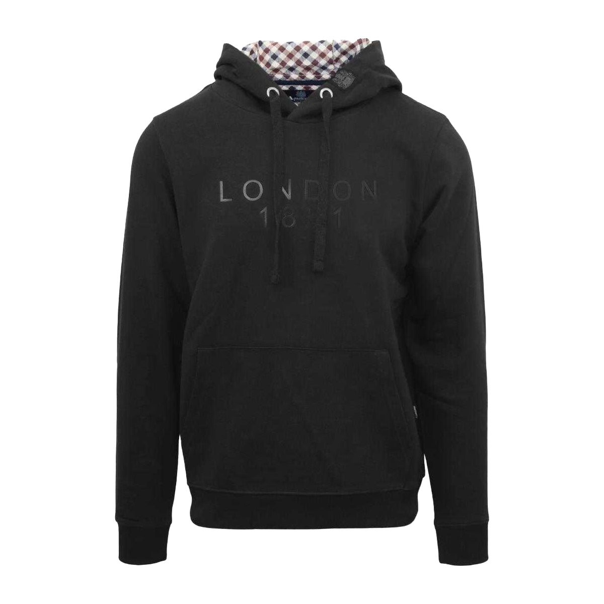 Black - Front - Aquascutum Mens London 1851 Logo Hoodie