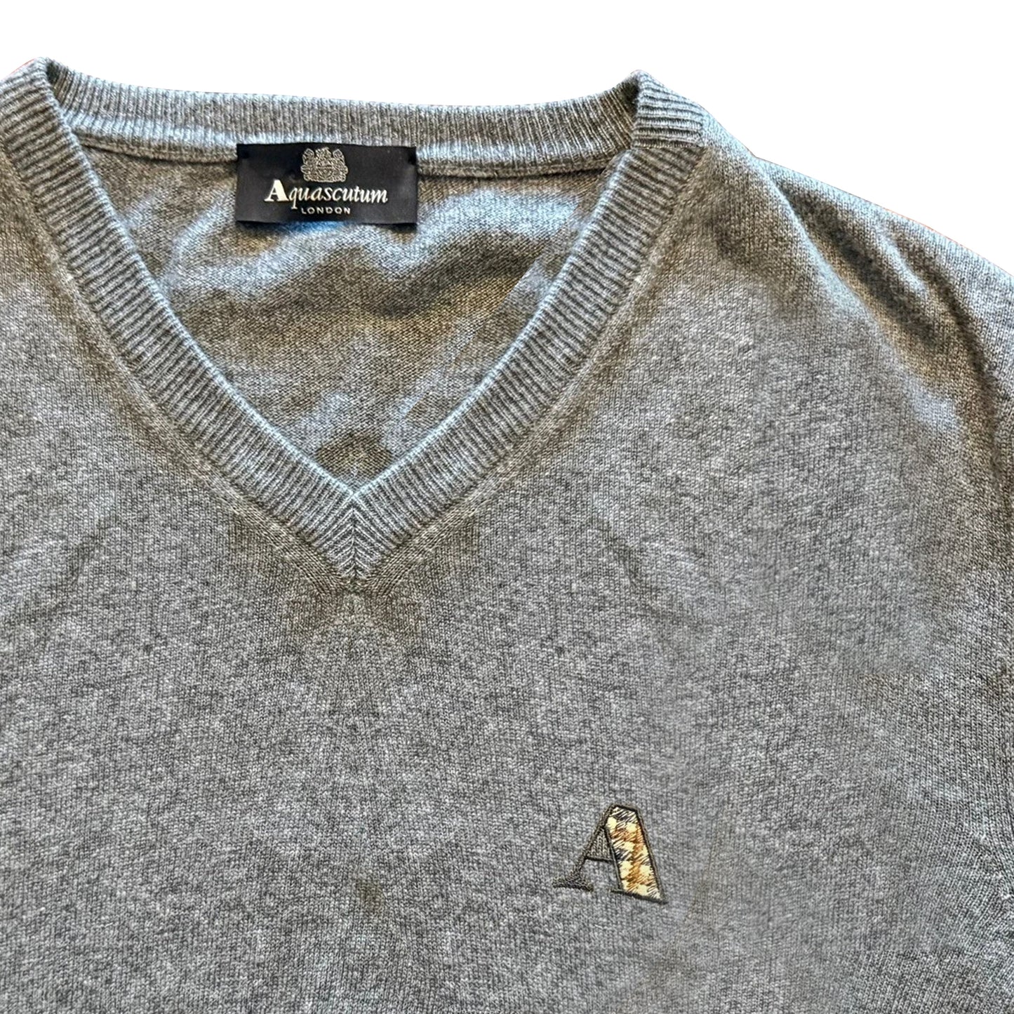 Grey - Lifestyle - Aquascutum Mens Tartan Logo Jumper