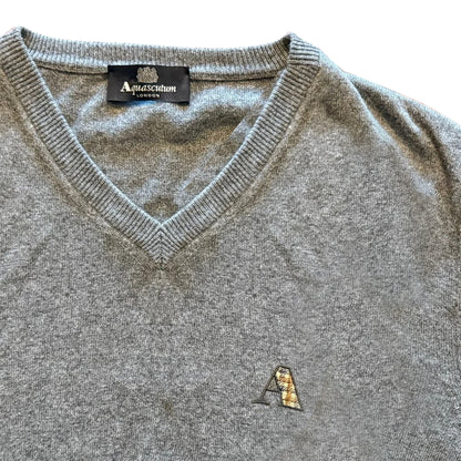Grey - Lifestyle - Aquascutum Mens Tartan Logo Jumper