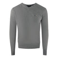 Grey - Front - Aquascutum Mens Tartan Logo Jumper
