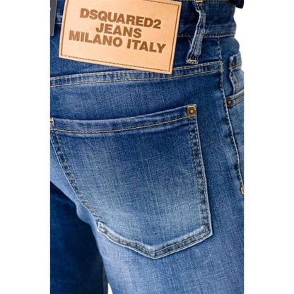 Blue - Side - DSquared2 Mens Cropped Slim Jeans