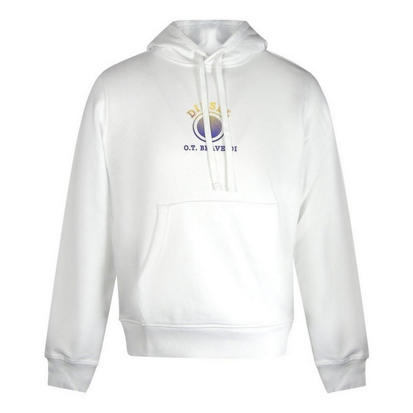 White - Front - Diesel Mens Faded Logo Hoodie