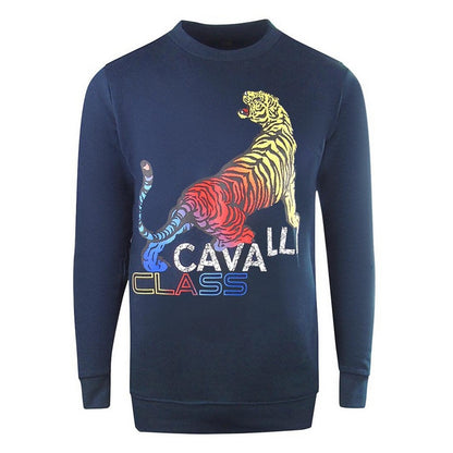 Navy Blue - Front - Cavalli Class Unisex Adult Tiger Sweatshirt
