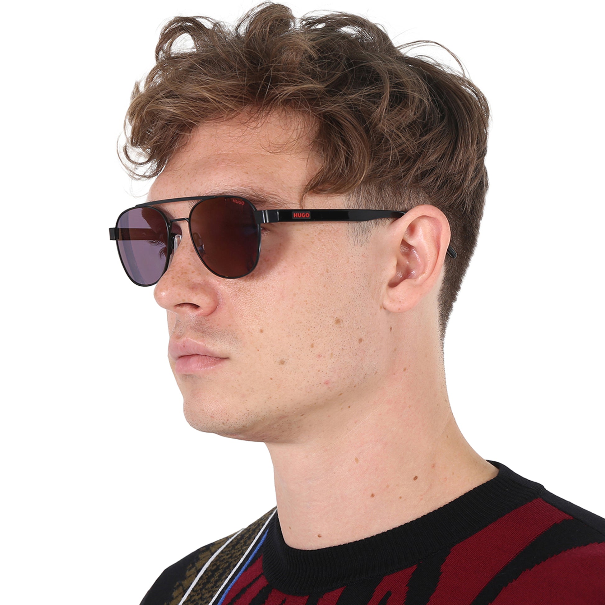 Matt Black-Red - Pack Shot - Hugo Boss Mens HG 1196-S 003 AO Sunglasses