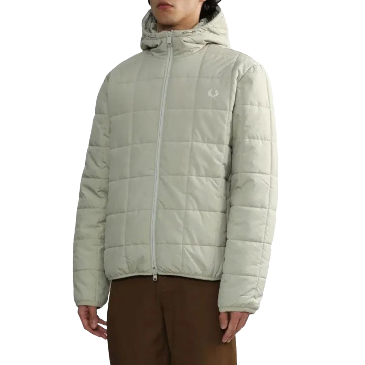 Oyster - Side - Fred Perry Mens Grid Insulated Padded Jacket