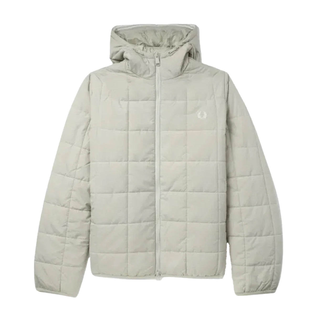Oyster - Front - Fred Perry Mens Grid Insulated Padded Jacket