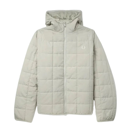Oyster - Front - Fred Perry Mens Grid Insulated Padded Jacket