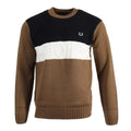 Brown-Black-White - Front - Fred Perry Mens Textured Panel Sweatshirt