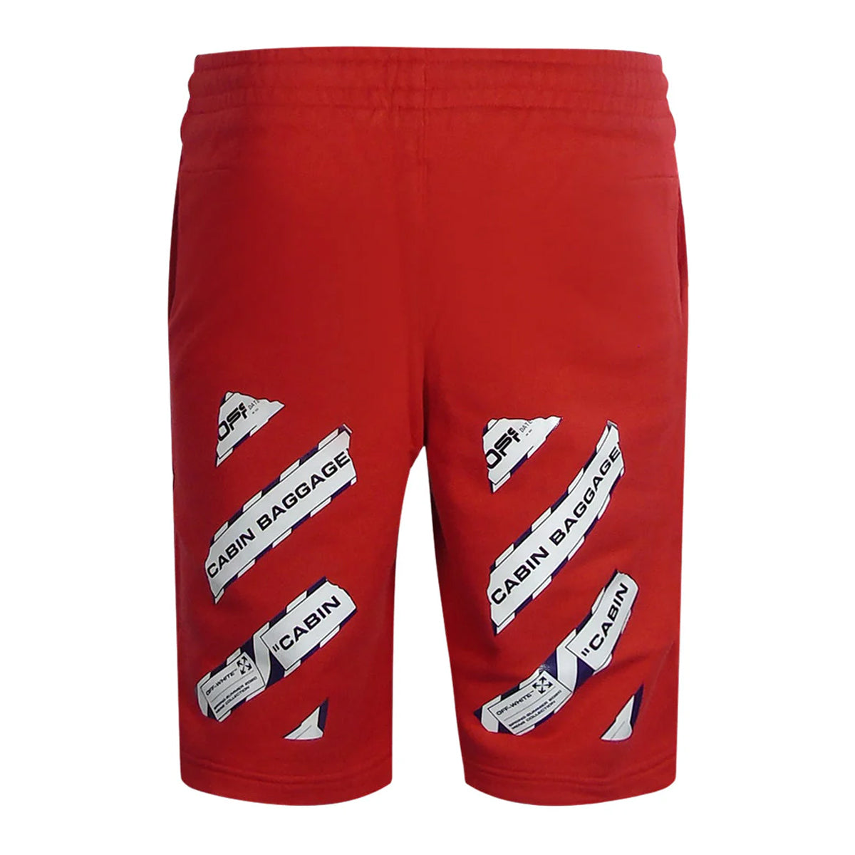 Red - Back - Off-White Mens Tape Sweat Shorts