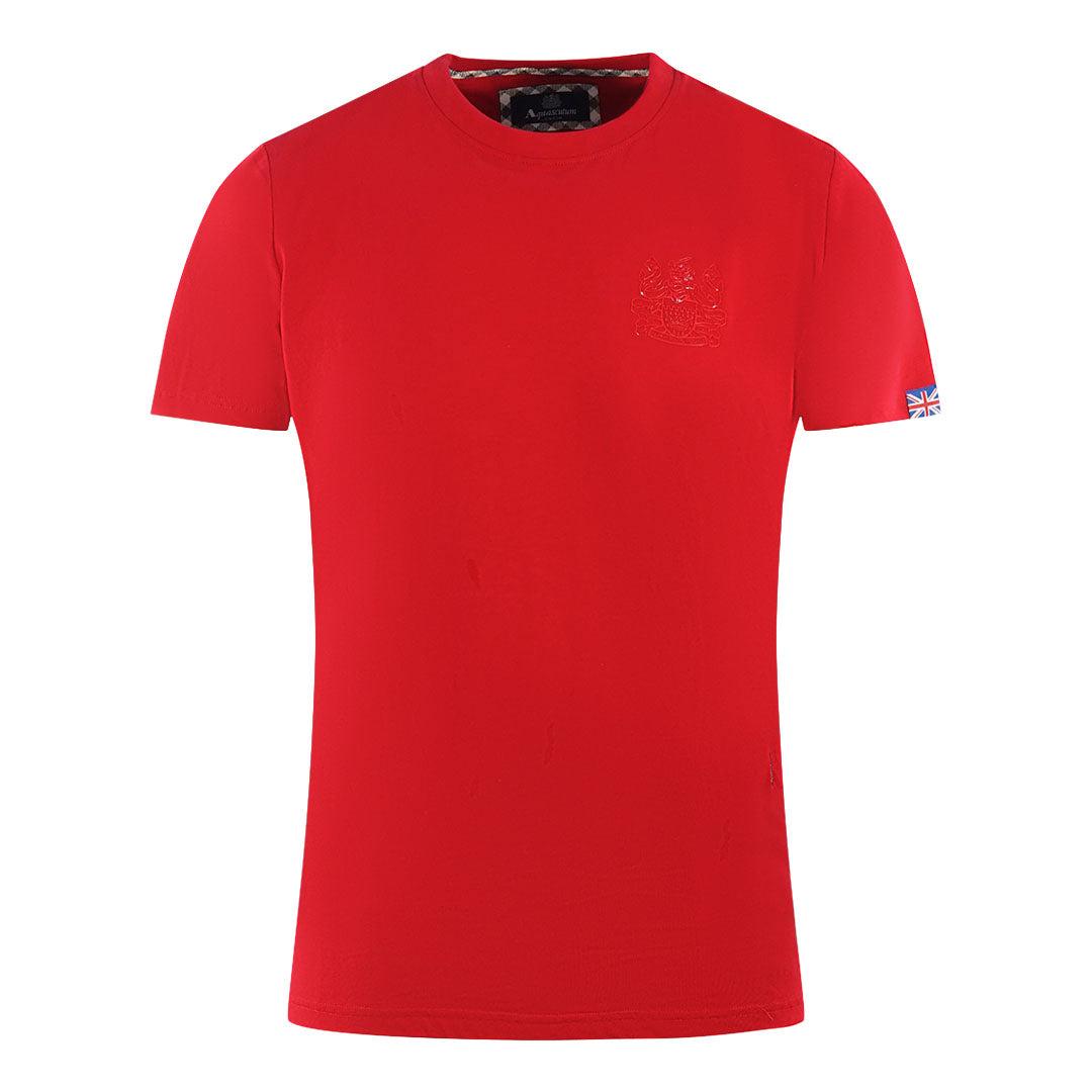 Red - Front - Aquascutum Mens London Aldis Tonal Logo T-Shirt