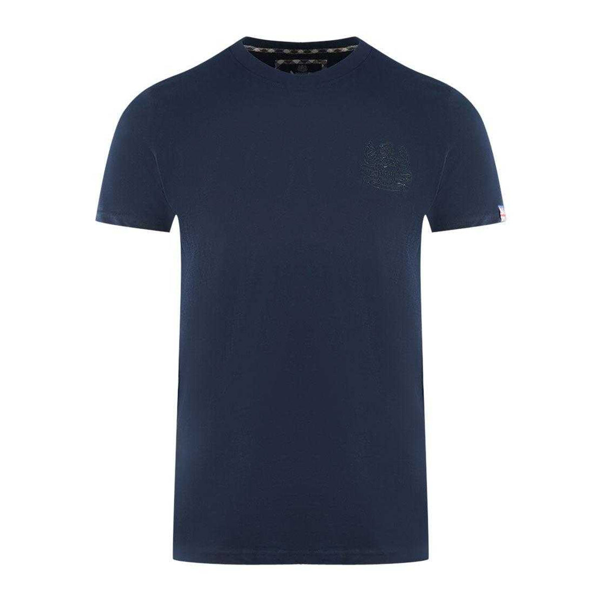 Navy Blue - Front - Aquascutum Mens London Aldis Tonal Logo T-Shirt