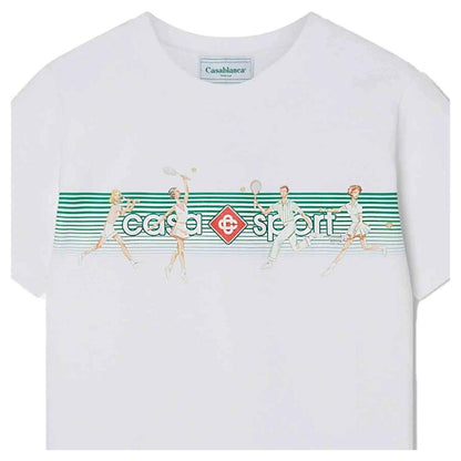 White - Side - Casablanca Unisex Adult Playful Stripe T-Shirt