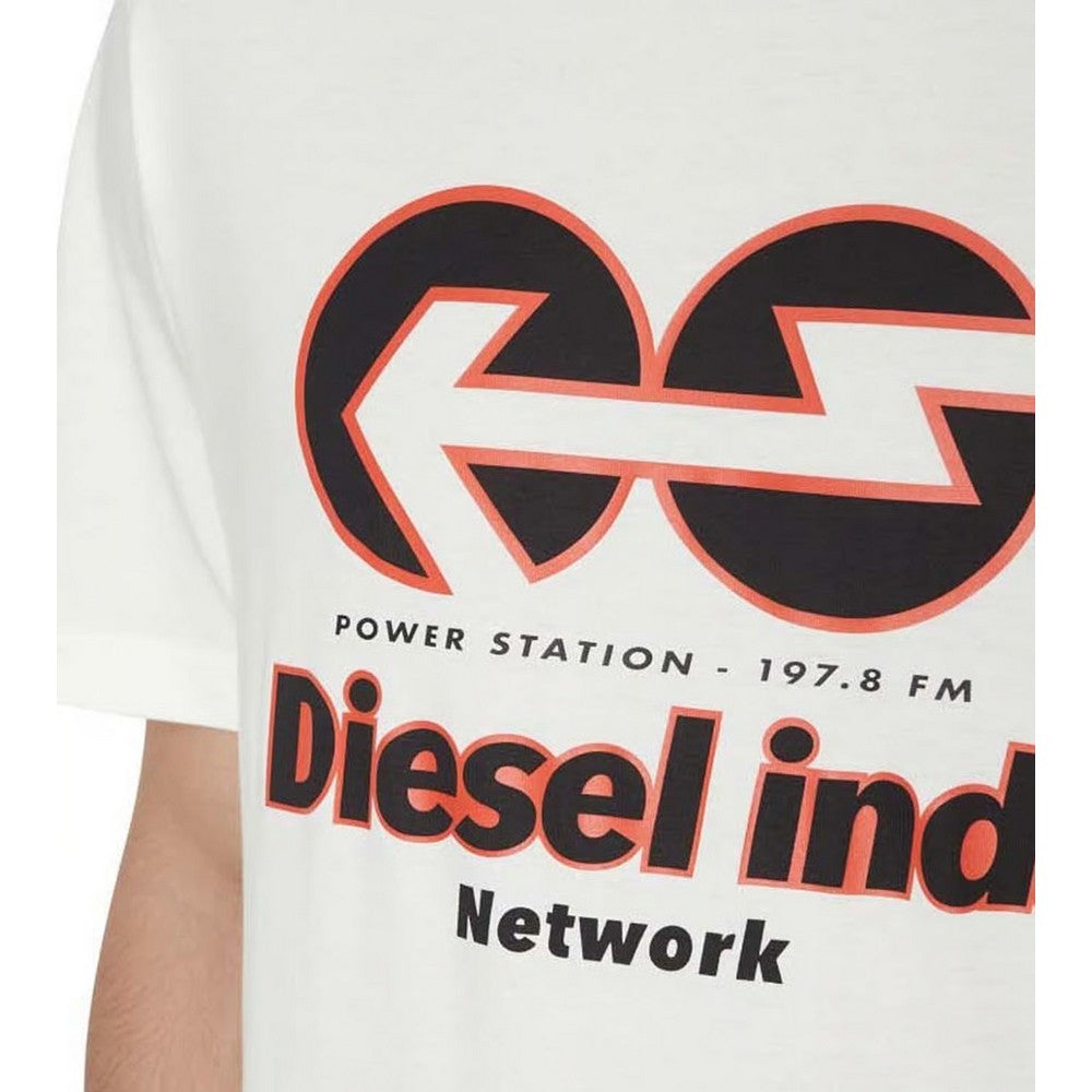 White-Red - Lifestyle - Diesel Unisex Adult Power Station Logo T-Shirt