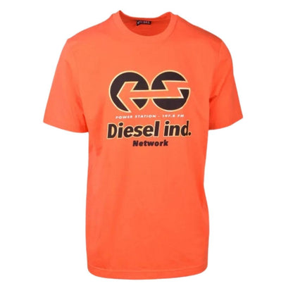 Orange - Front - Diesel Unisex Adult Power Station Logo T-Shirt