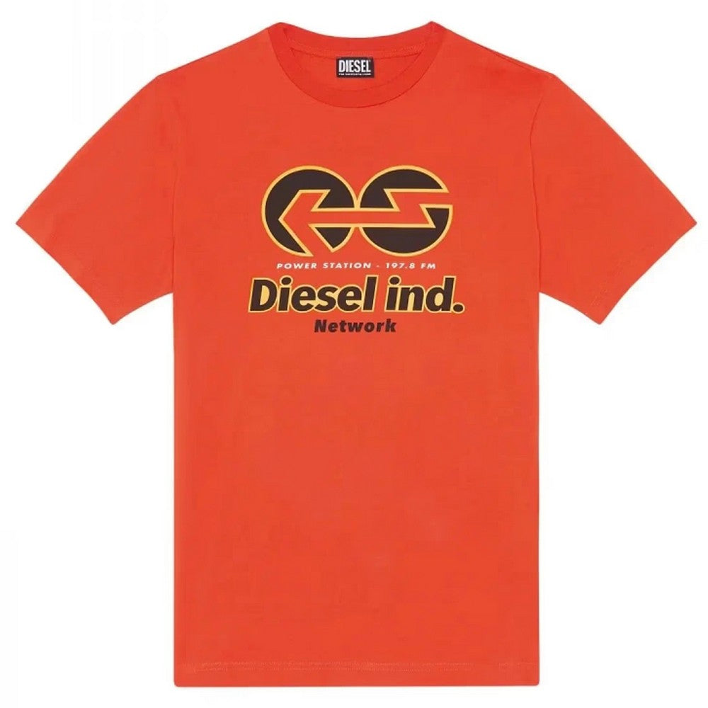 Orange-Black - Front - Diesel Unisex Adult Power Station Logo T-Shirt