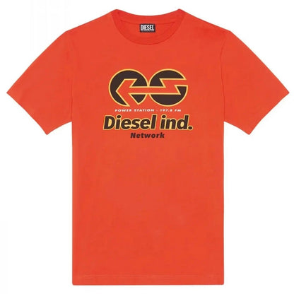 Orange-Black - Front - Diesel Unisex Adult Power Station Logo T-Shirt