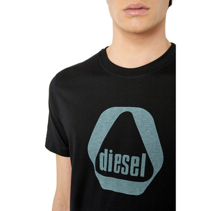 Black - Side - Diesel Mens Triangle Logo T-Shirt
