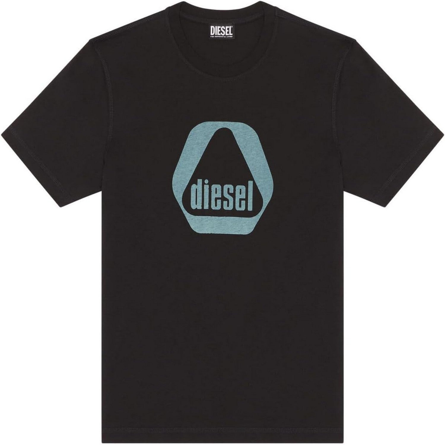 Black - Front - Diesel Mens Triangle Logo T-Shirt