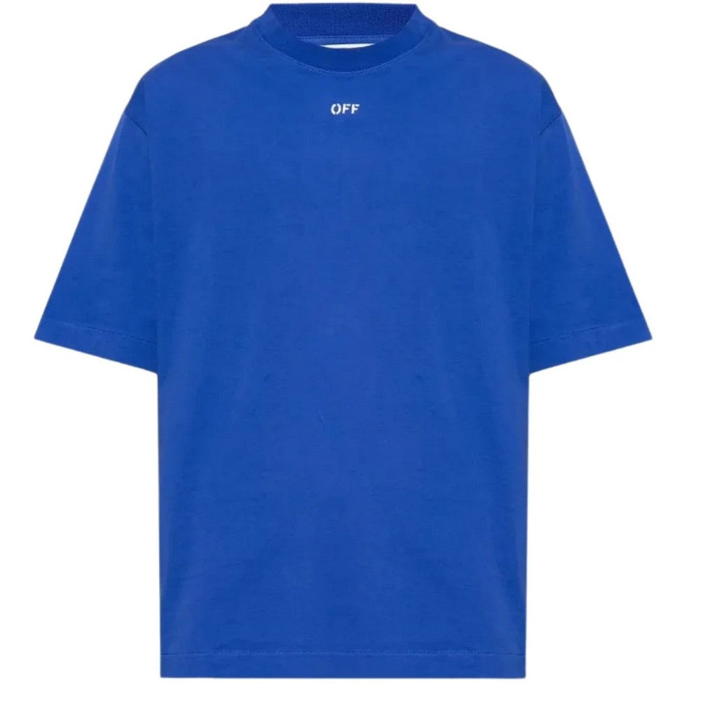Dark Blue - Front - Off White Mens Logo Stamp T-Shirt