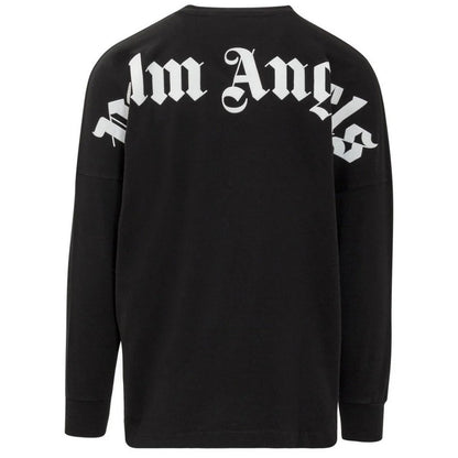 Black - Back - Palm Angels Mens Classic Logo Long-Sleeved T-Shirt