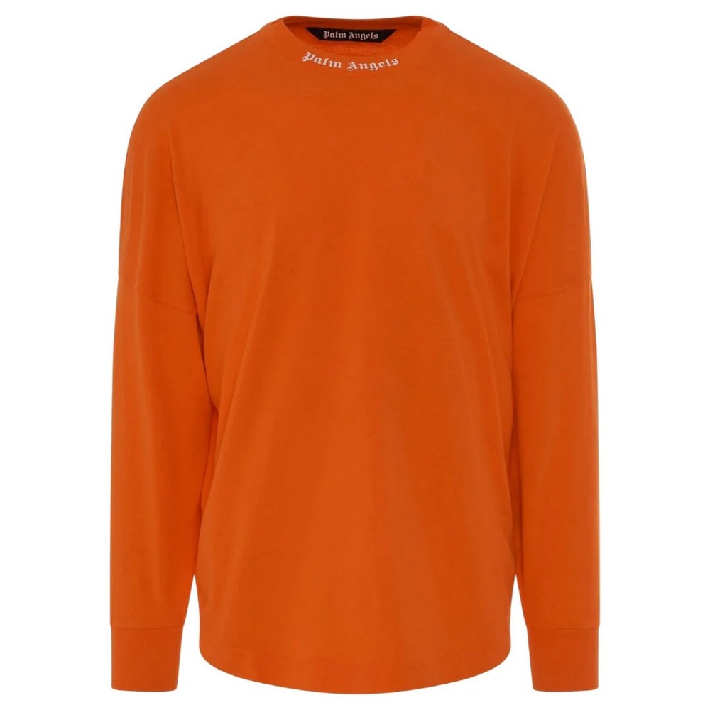 Orange - Front - Palm Angels Mens Classic Logo Long-Sleeved T-Shirt
