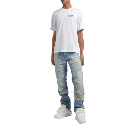 White - Lifestyle - Amiri Mens Bones Logo Cotton T-Shirt