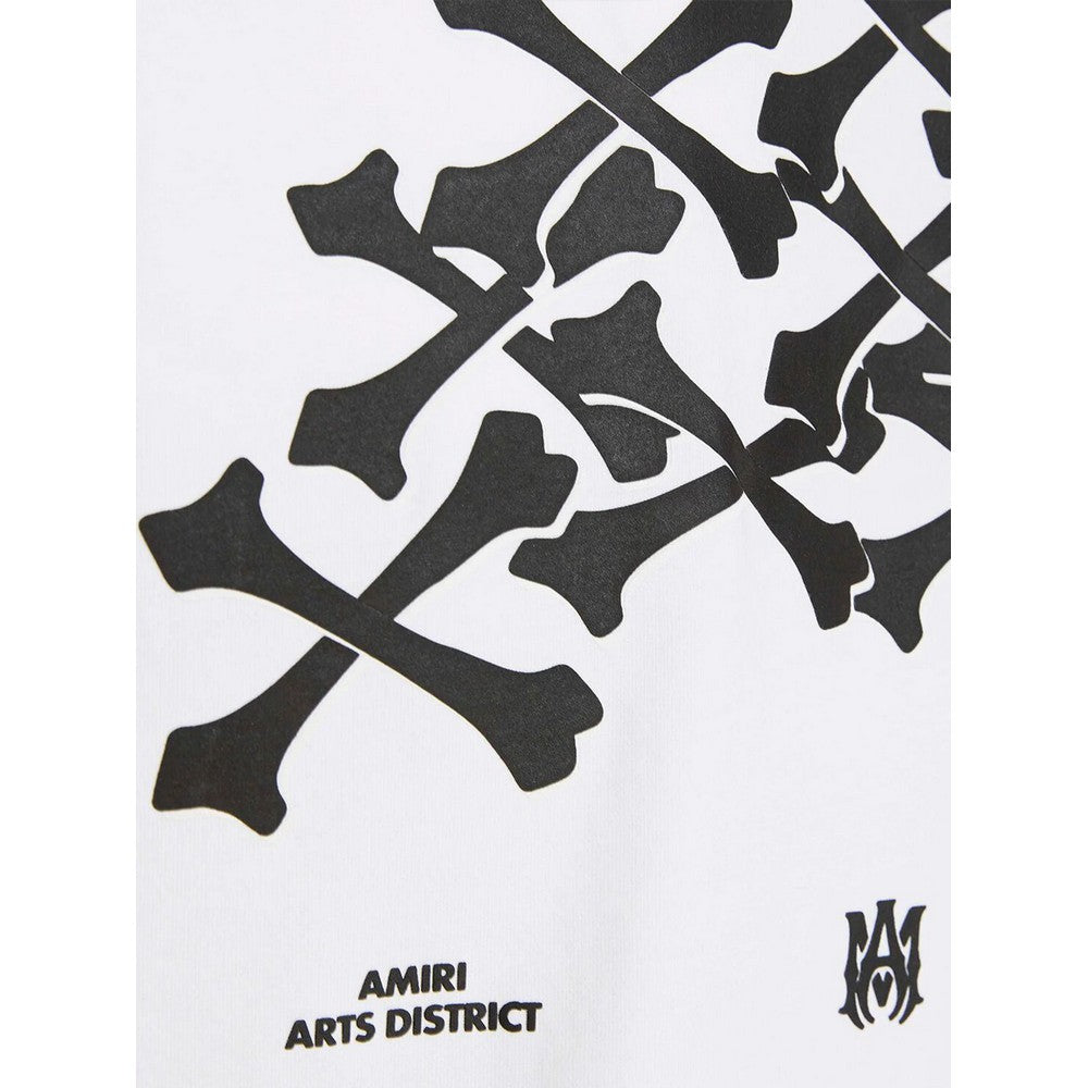 White - Side - Amiri Mens Bones Logo Cotton T-Shirt