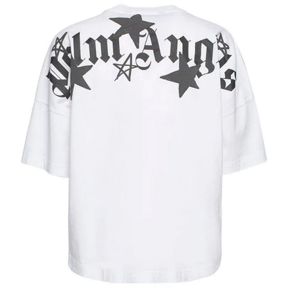 White - Back - Palm Angels Mens Shooting Star Logo Oversized T-Shirt