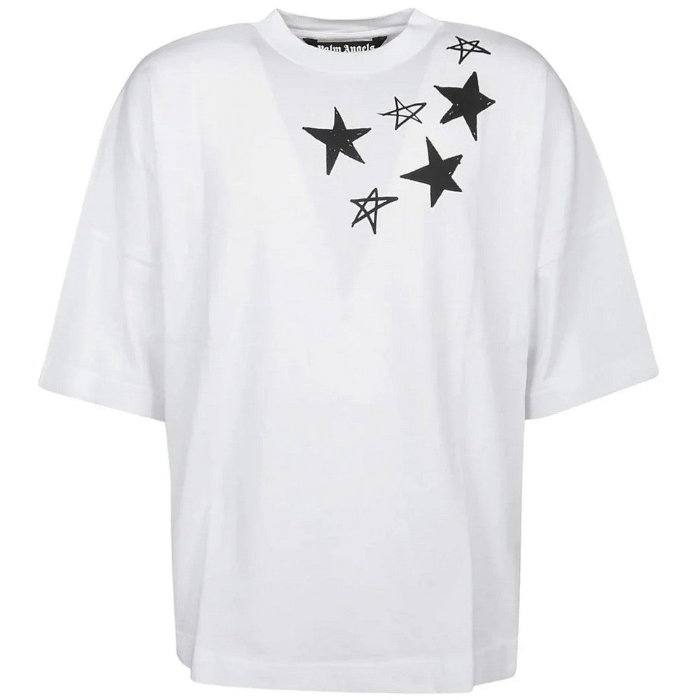 White - Front - Palm Angels Mens Shooting Star Logo Oversized T-Shirt