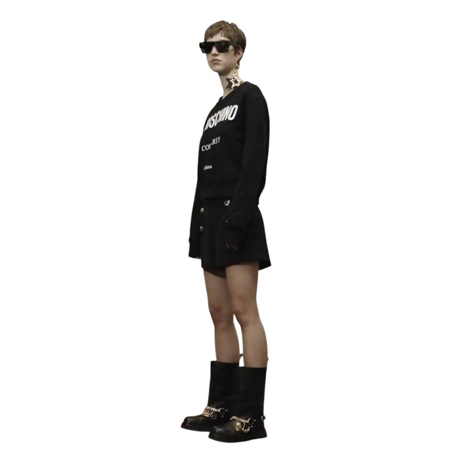 Black - Side - Moschino Womens Couture Milano Sweatshirt