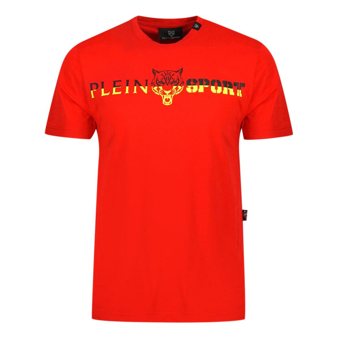 Red - Front - Philipp Plein Unisex Adult Split Logo T-Shirt