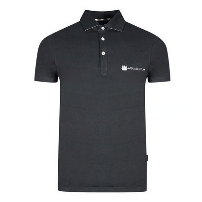 Black - Front - Aquascutum Unisex Adult Aldis Logo Polo Shirt