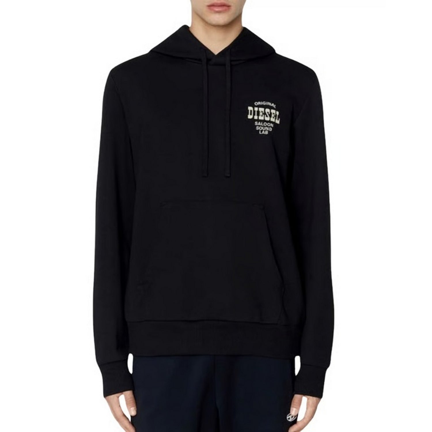 Black - Front - Diesel Mens Saloon Logo Hoodie