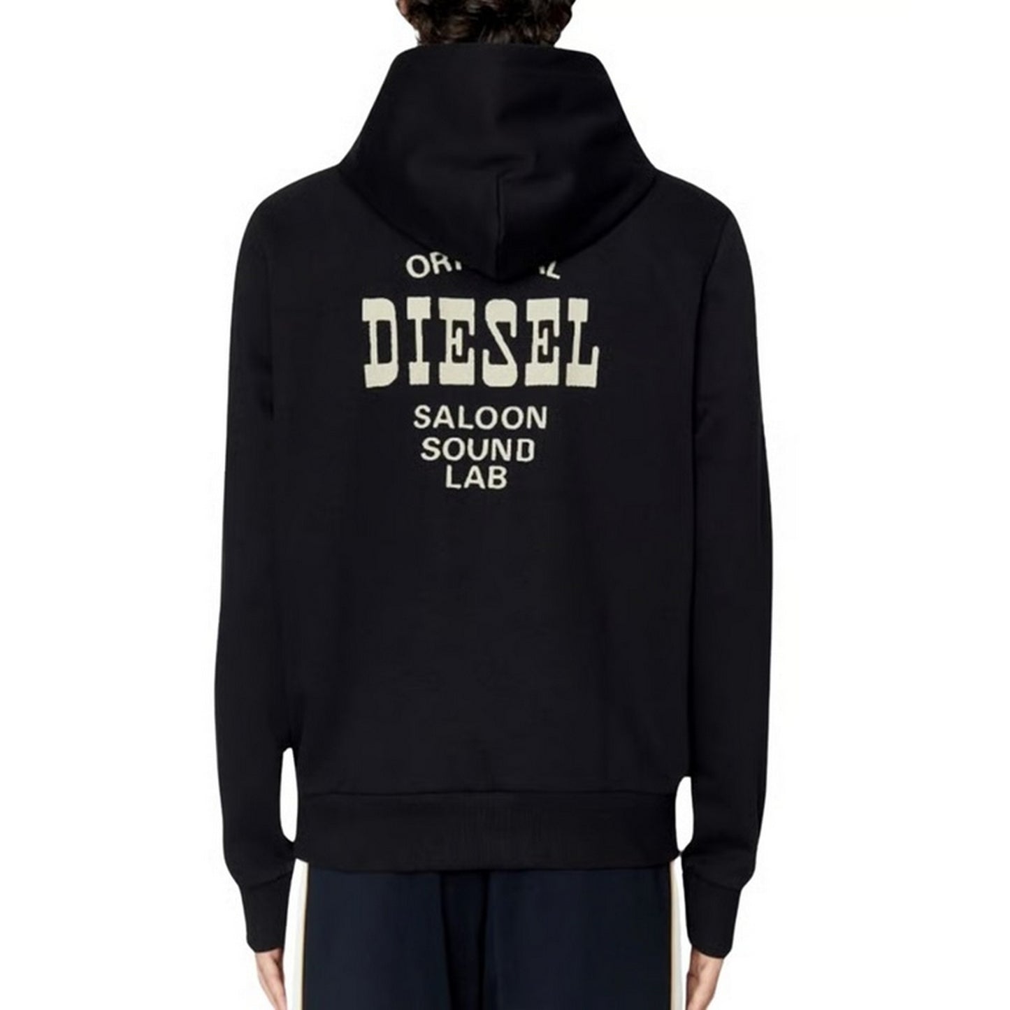 Black - Back - Diesel Mens Saloon Logo Hoodie