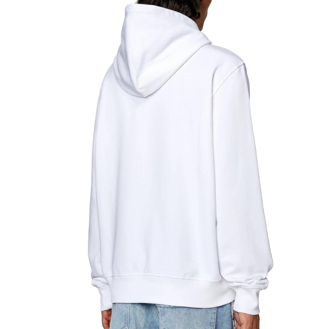 White - Back - Diesel Mens Torn Logo Hoodie
