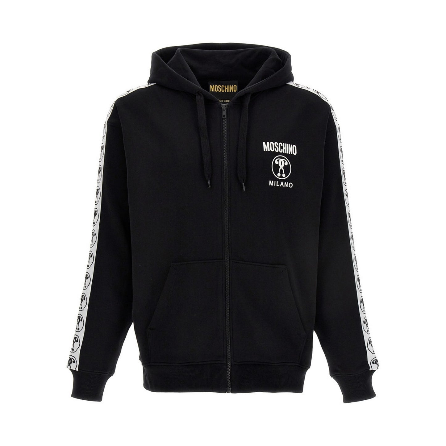 Black - Front - Moschino Mens Question Mark Logo Hoodie